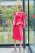 Kate Cooper Dress with overtop frill and sleeve trim in Poppy Red KCS25148
